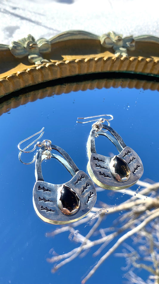 Hammered Smoky Quartz Earrings