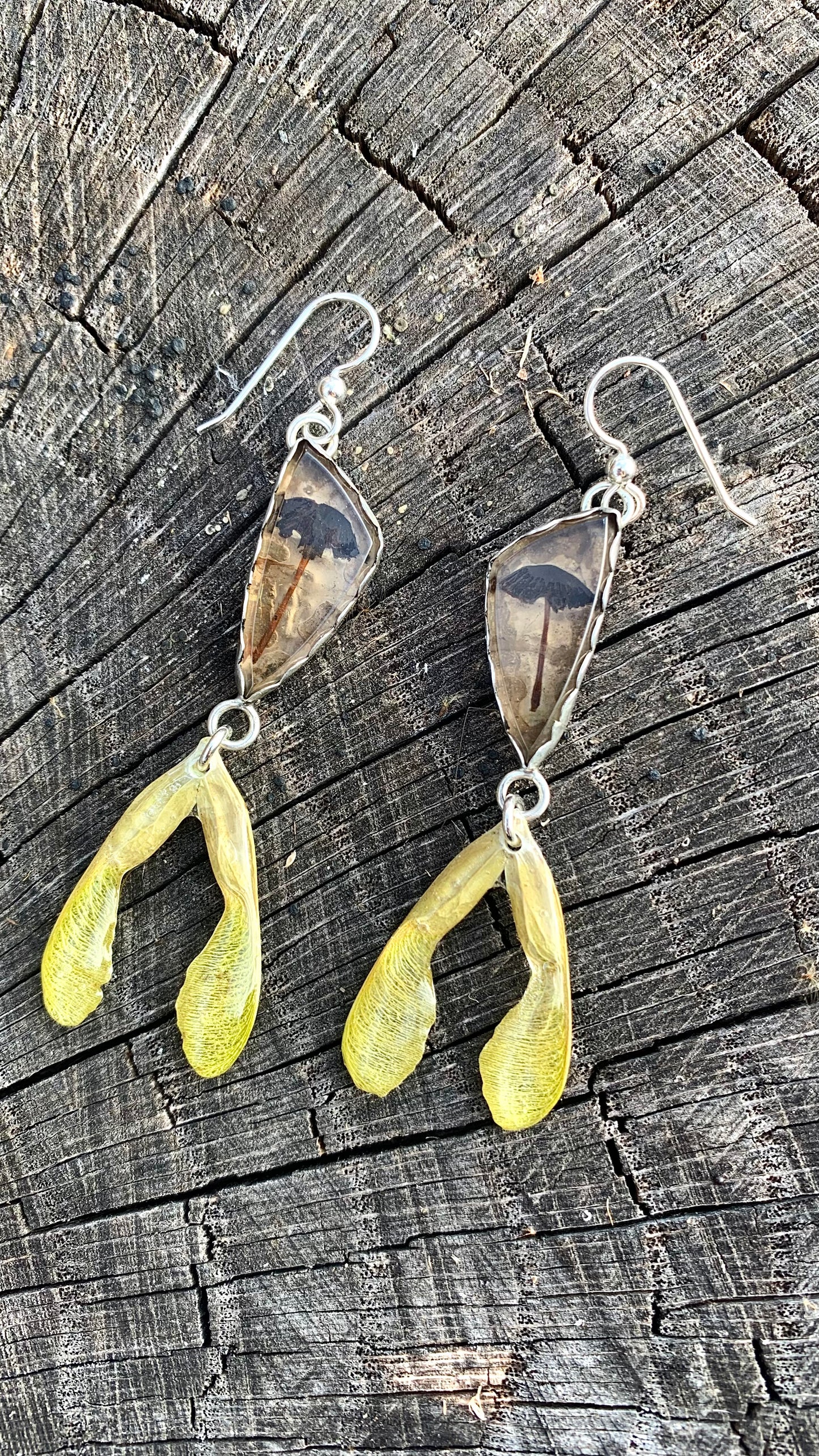 Smoky Quartz Mushroom Earrings