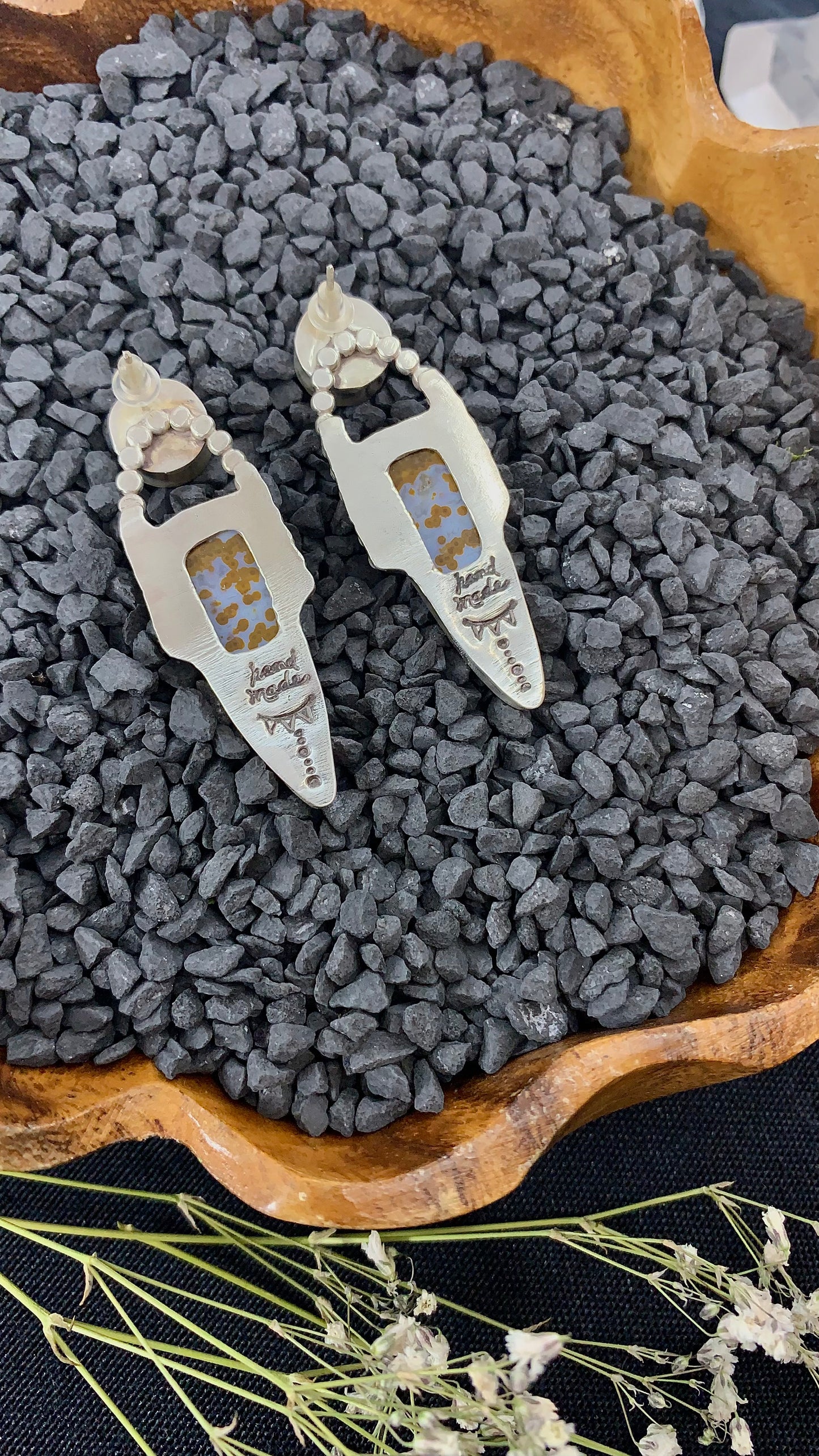 Polka Dot Agate Statement Studs