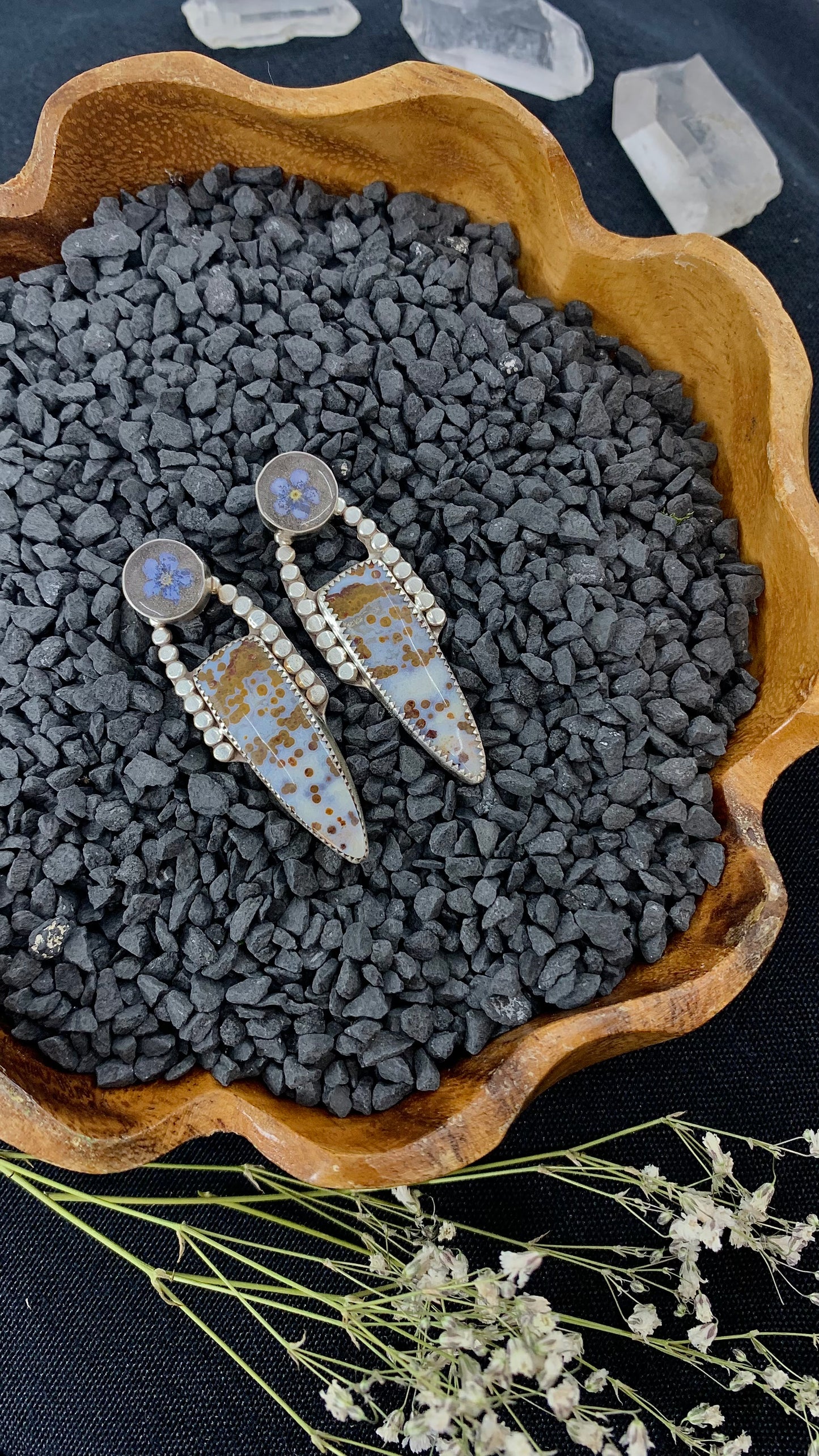 Polka Dot Agate Statement Studs