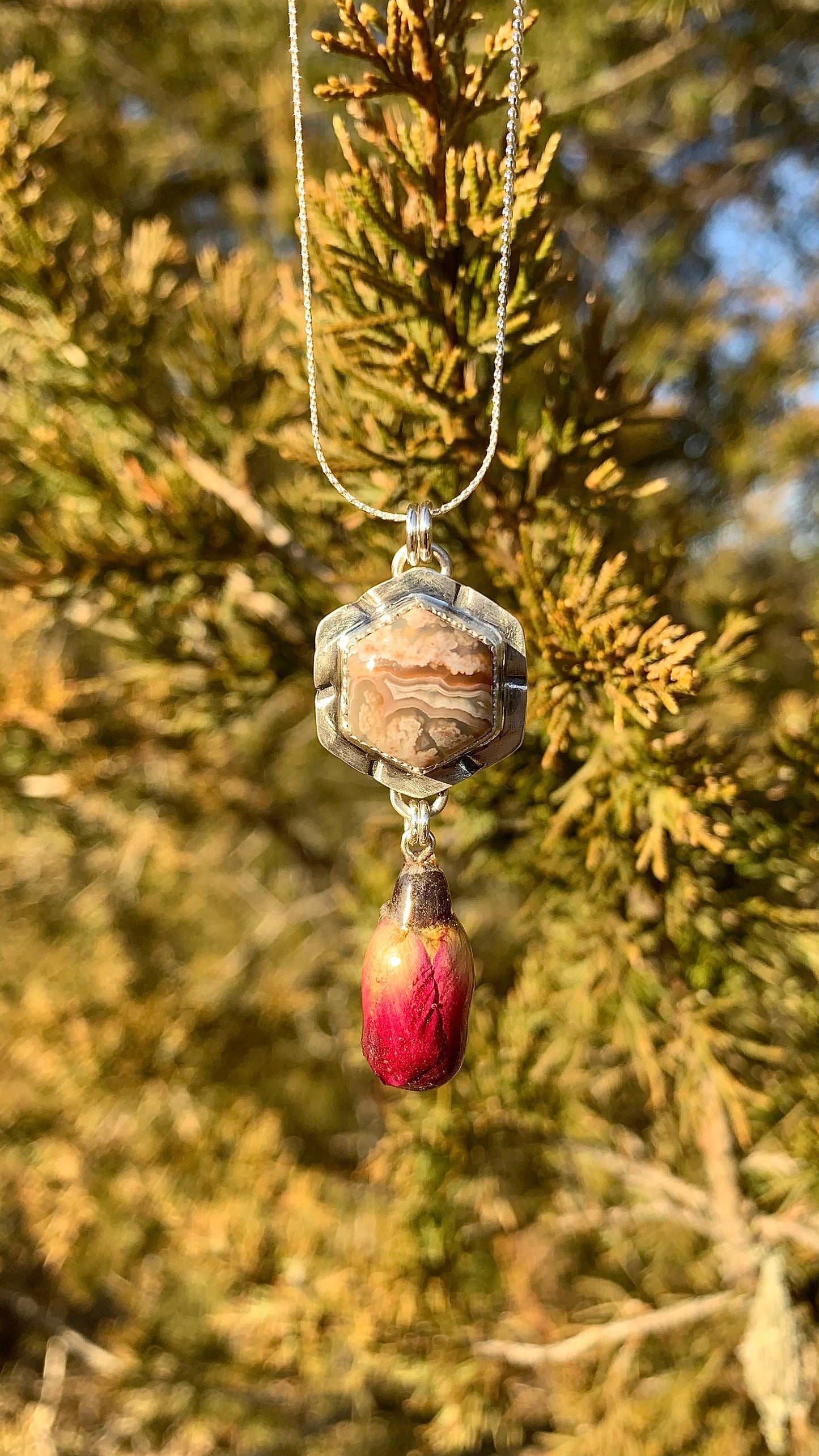 Rose Bud Drop Necklace