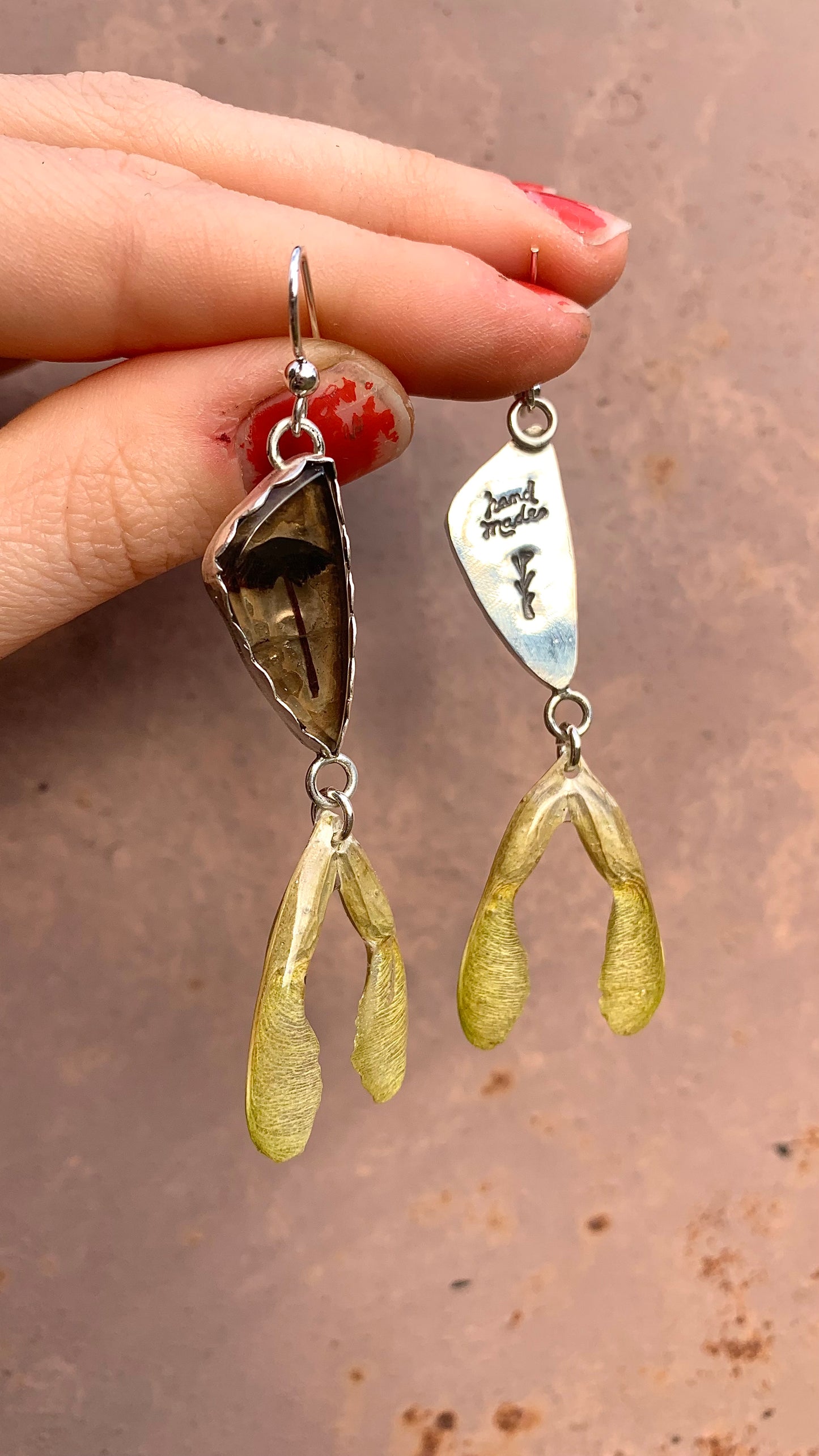 Smoky Quartz Mushroom Earrings