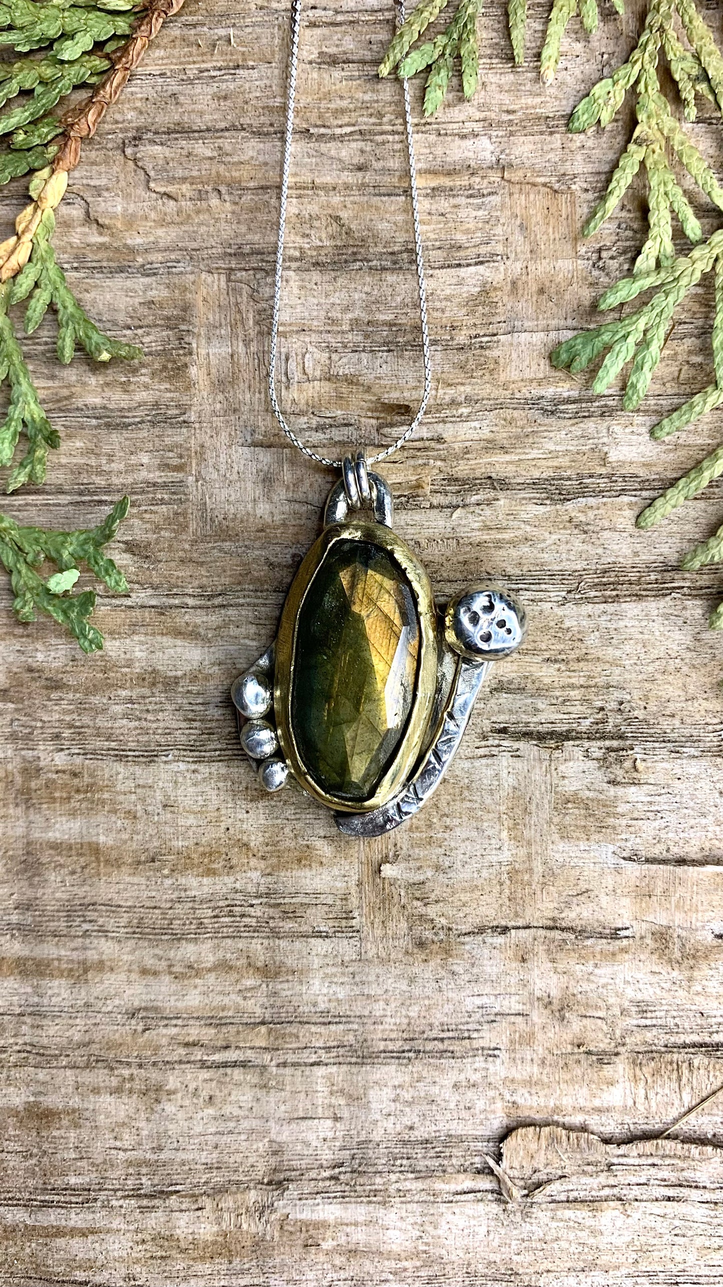 Golden Labradorite Mushroom Necklace