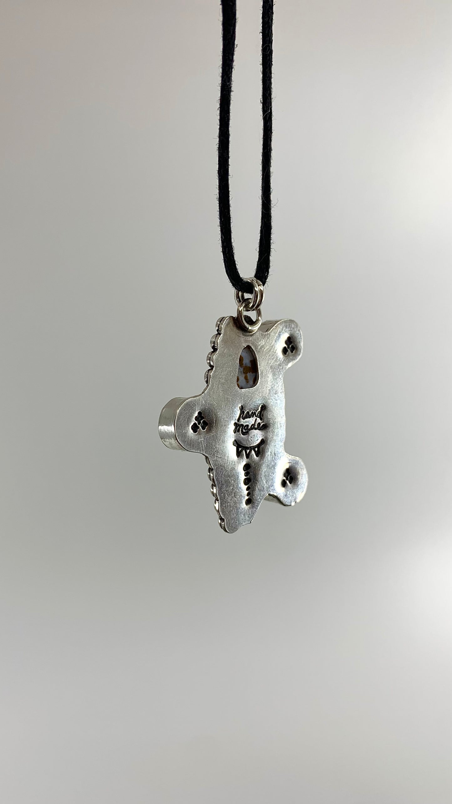 Polka Dot Agate & Forget-Me-Not Necklace