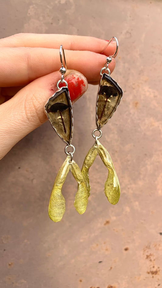 Smoky Quartz Mushroom Earrings