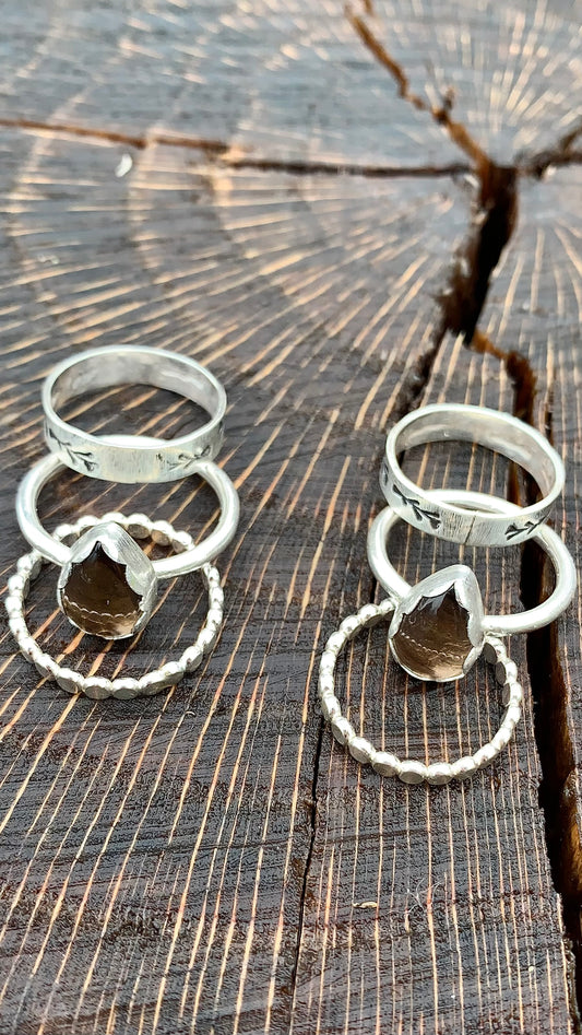 Smoky Quartz Stacking Rings