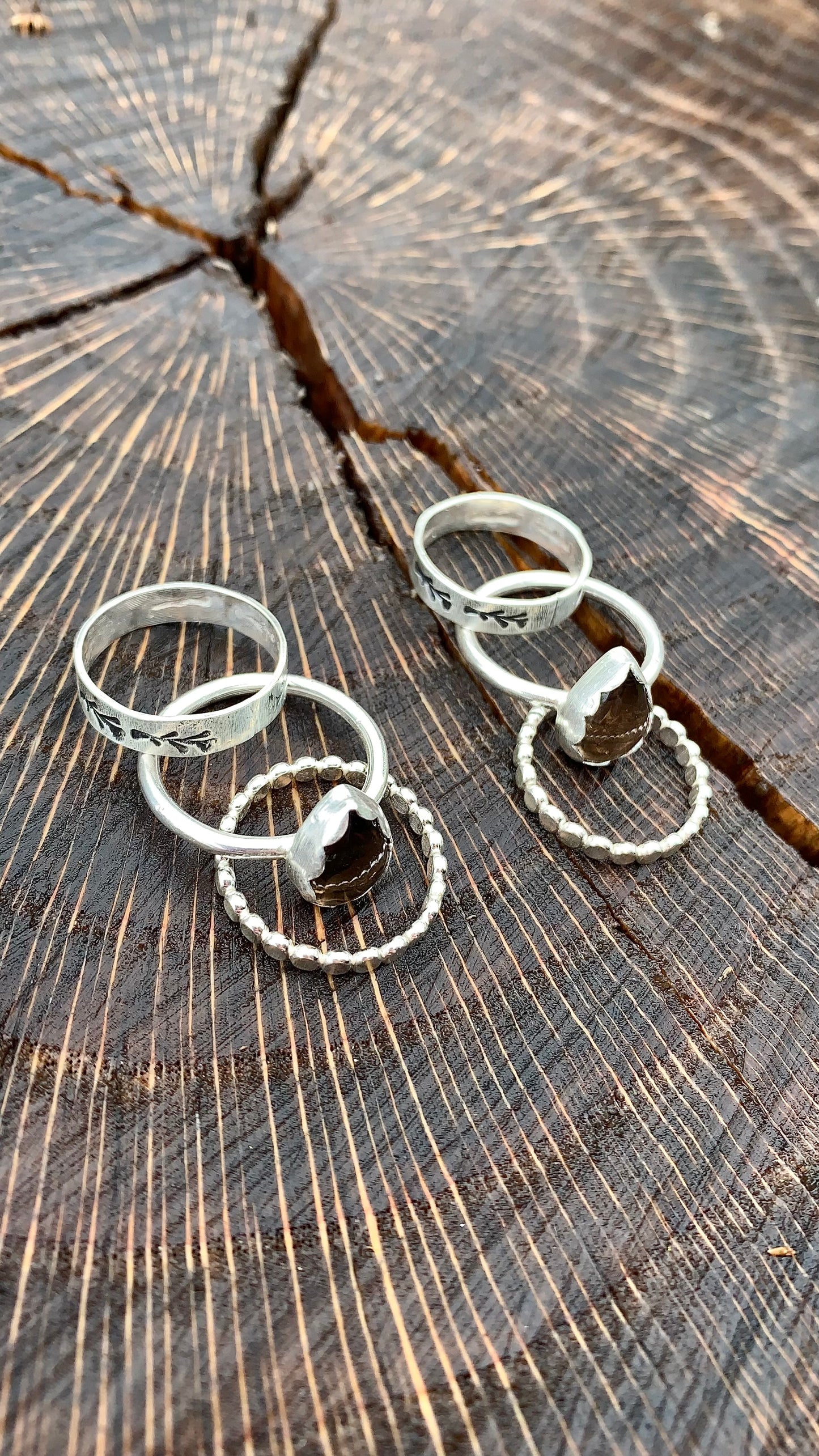 Smoky Quartz Stacking Rings