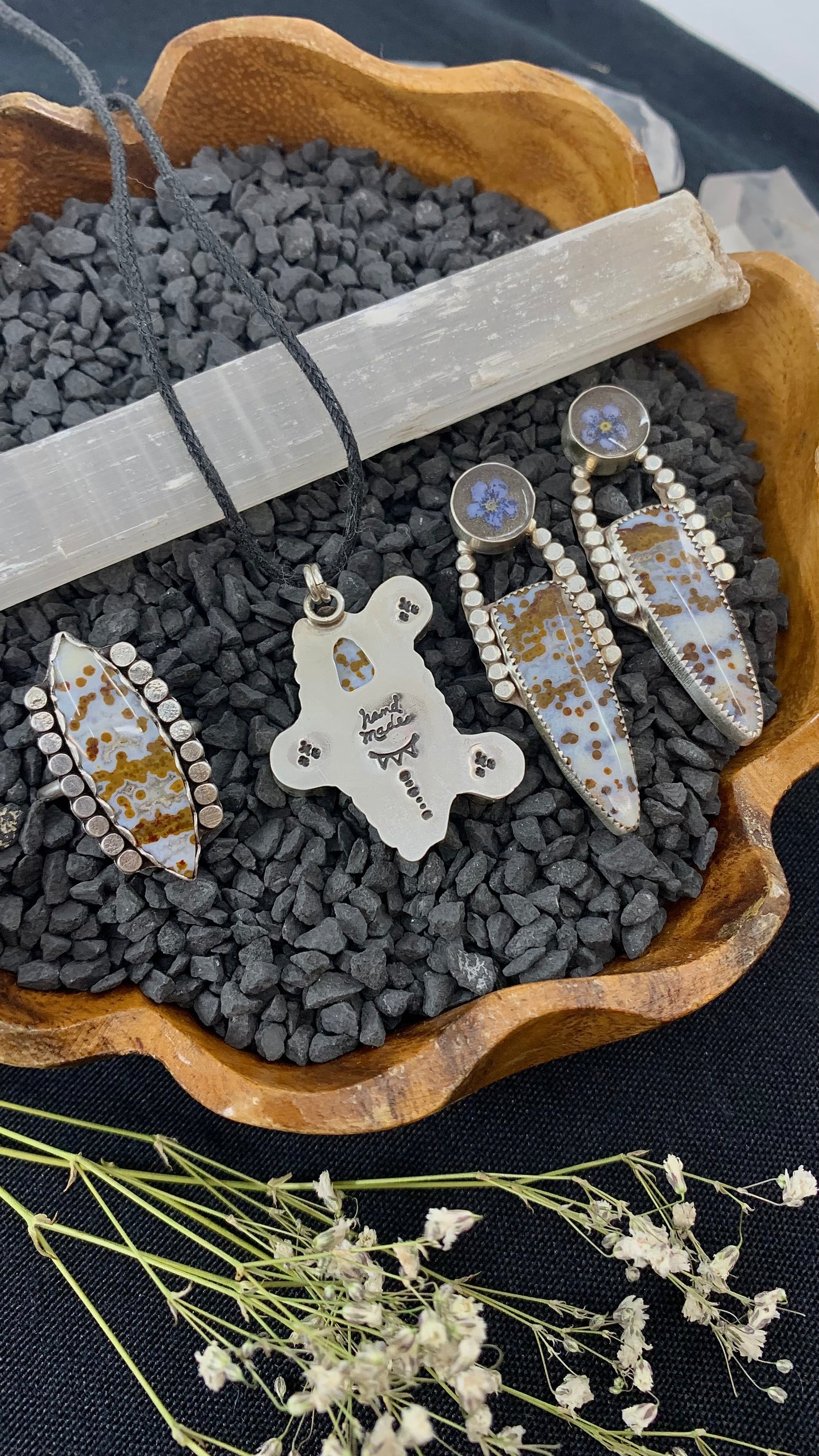 Polka Dot Agate Statement Studs