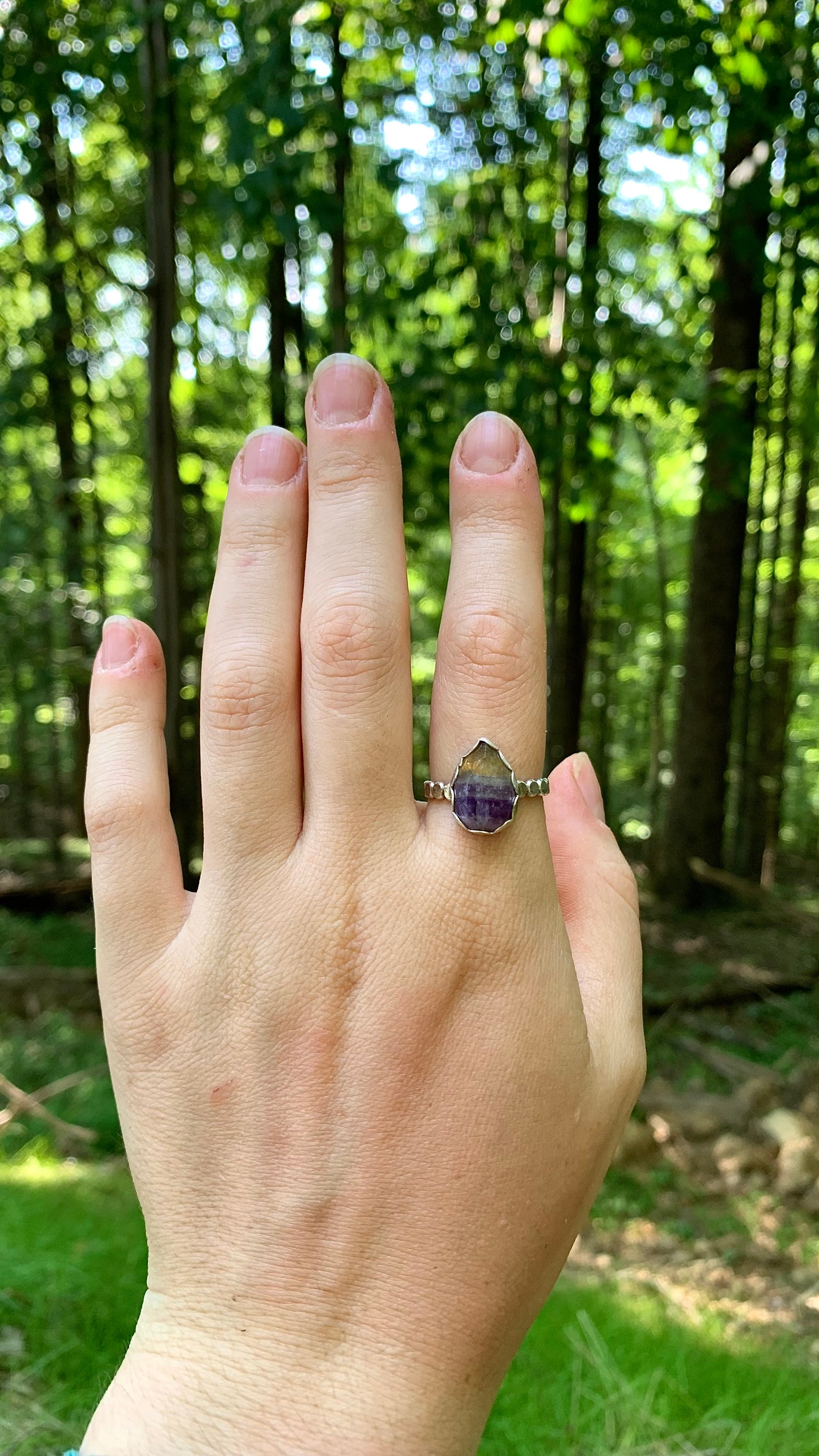 Rainbow Fluorite Ring
