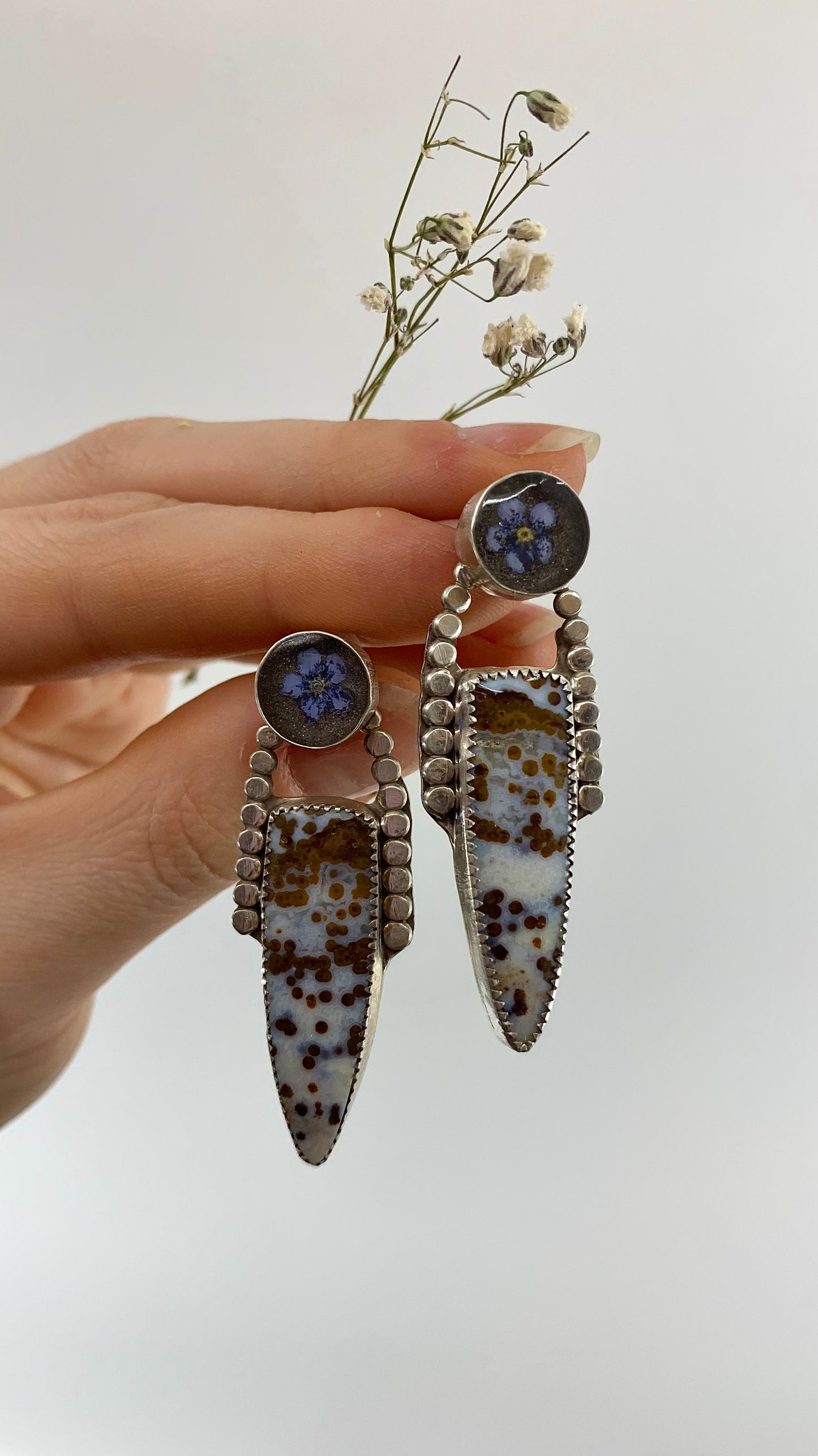 Polka Dot Agate Statement Studs