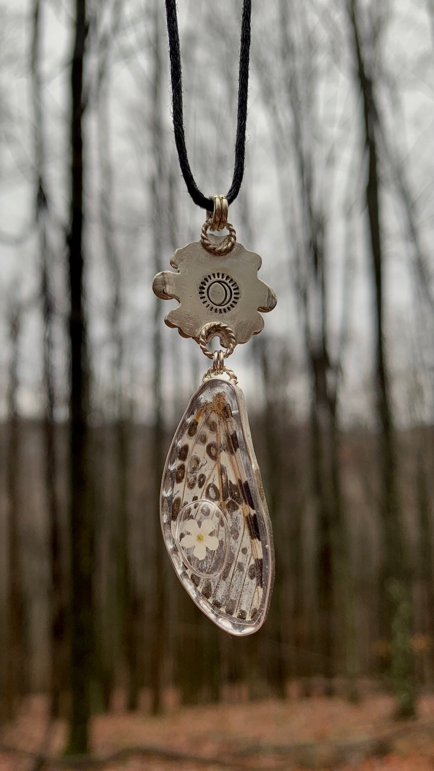 Leopard Moth & Black Onyx Necklace