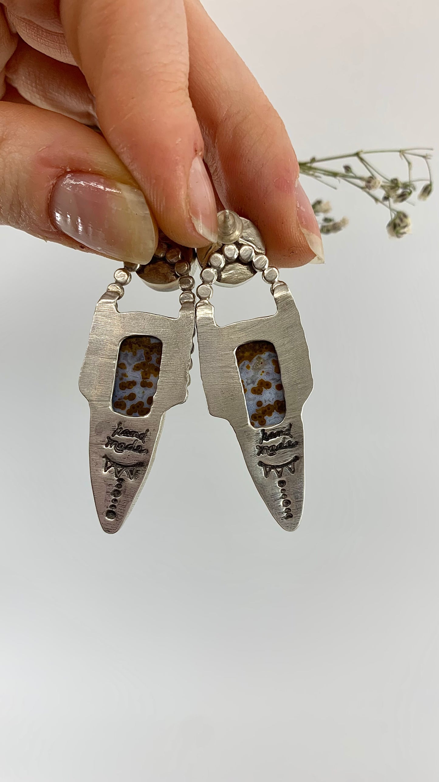 Polka Dot Agate Statement Studs